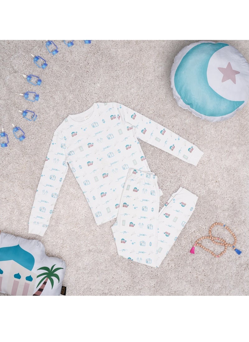 Hilalful HilalFul Pyjama Set For Unisex Kids & Children | 8-10 Years | 100% Organic Cotton | Eco-Friendly | Soft & Breathable Fabric | Kids Sleepwear Clothing | Comfortable | Hypoallergenic | Skin Friendly 
