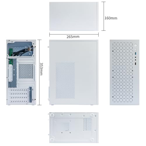 JOYJOM Micro ATX Case PC Case: MATX Case Mini PC ITX Desktop Computer Case Support Micro ATX MATX DTX ITX Mini PC with USB3.0, Support 3.5'' HDD (White) - Image 3