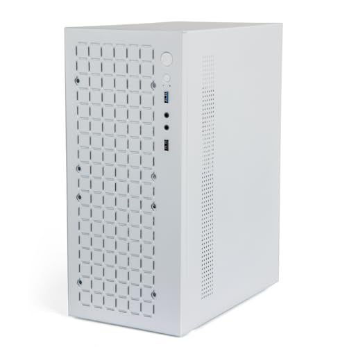 JOYJOM Micro ATX Case PC Case: MATX Case Mini PC ITX Desktop Computer Case Support Micro ATX MATX DTX ITX Mini PC with USB3.0, Support 3.5'' HDD (White) - Image 1