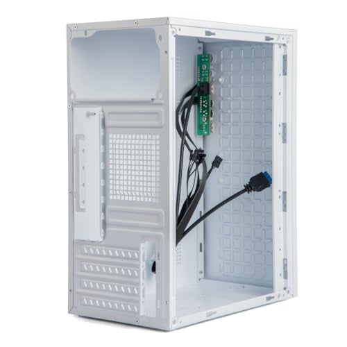 JOYJOM Micro ATX Case PC Case: MATX Case Mini PC ITX Desktop Computer Case Support Micro ATX MATX DTX ITX Mini PC with USB3.0, Support 3.5'' HDD (White) - Image 5