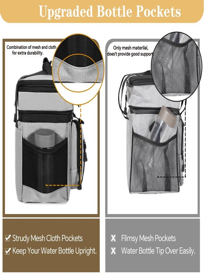 GLENKEY Double Deck Insulated Lunch Box, Expandable Large Lunch Bag Leakproof Cooler Bag Lunch Pail for Men Women Adults Work Shifts Travel Daytrip, Grey,16L - Image 4