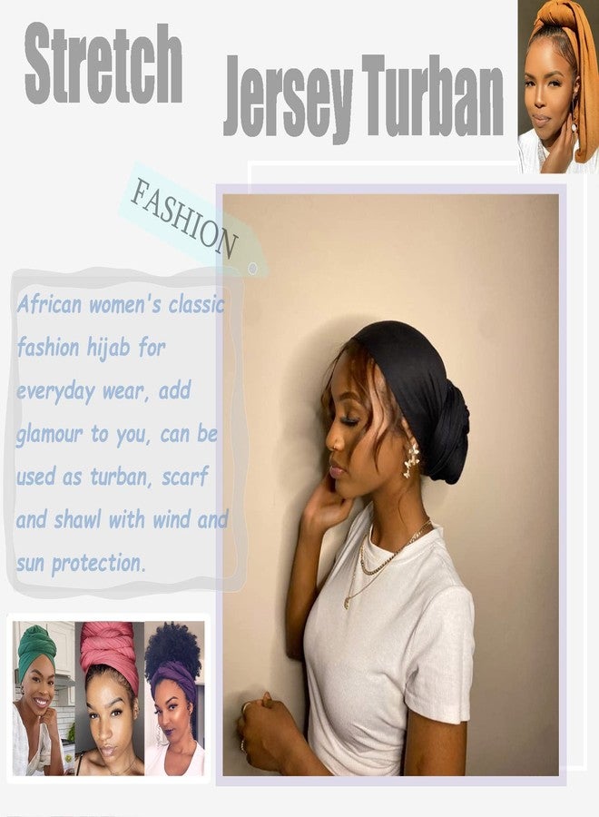 ZRQ 1 Pieces Black Stretch Hijab Extra Long Solid Color African Shawl Hair Scarfs Jersey Turban Fashion Head Scarf Soft Head Wraps for Black Women - Image 4