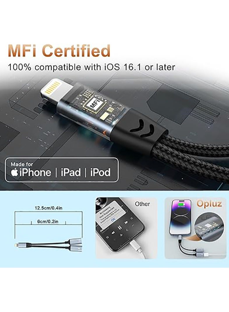 iPhone Charging and Headphone Adapter, iPhone Lightning to 2 Lightning Adapter,Dual Lightning AUX + Charger Adapter Dongle Cable Splitter Audio Charger for iPhone 14Pro  Max/14 Pro/12/11/X/8/pad - Image 5
