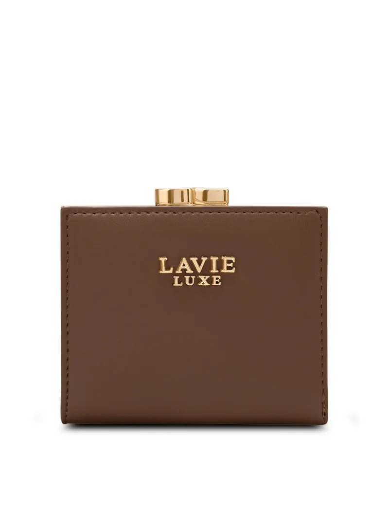 لافي محفظة نسائية فاخرة صغيرة ثنائية الطي بإطار  لون بني
