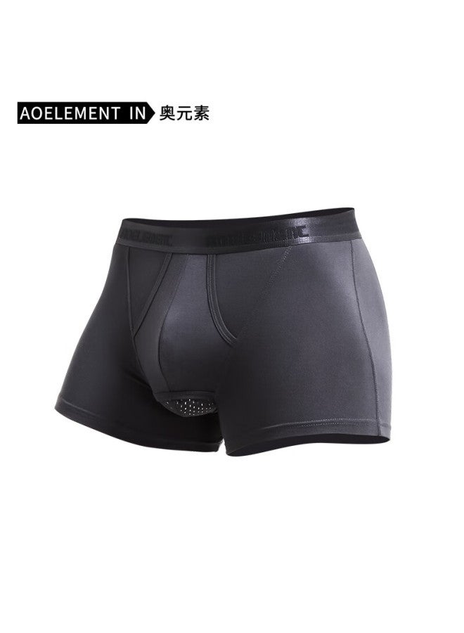 Aoyuansu Bullet-type Separation Underwear For Men, Modal Support Bag, Men's Boxer Briefs, Black + Royal Blue + Gray, Size L