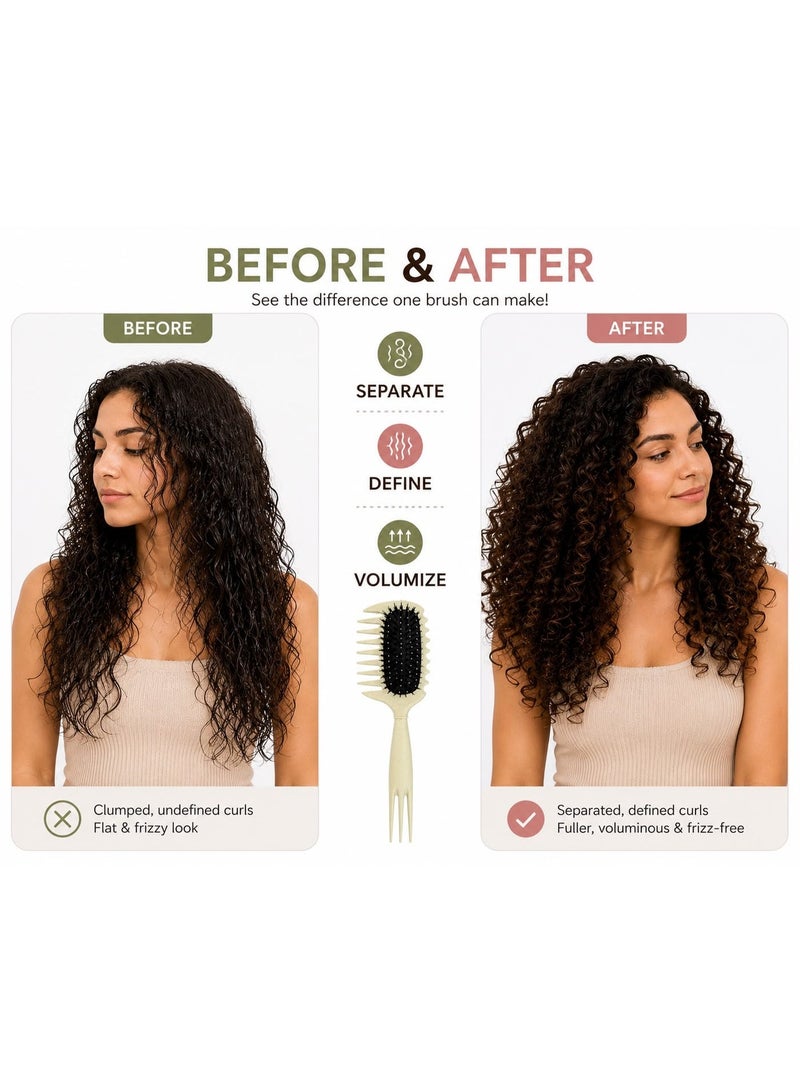 2 in 1 Curly Hair Brush for Detangling and Curl Definition with Wide Tooth Comb for Curly and Wavy Hair - Image 4