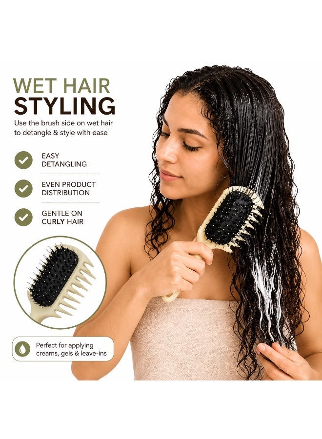2 in 1 Curly Hair Brush for Detangling and Curl Definition with Wide Tooth Comb for Curly and Wavy Hair - Image 3