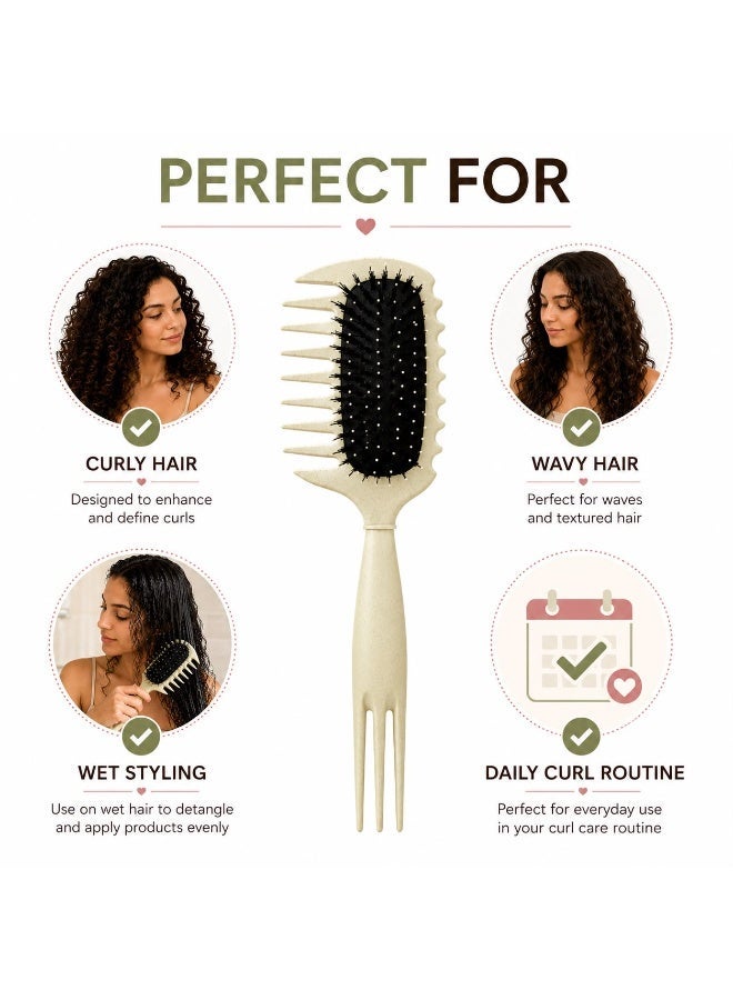 2 in 1 Curly Hair Brush for Detangling and Curl Definition with Wide Tooth Comb for Curly and Wavy Hair - Image 5