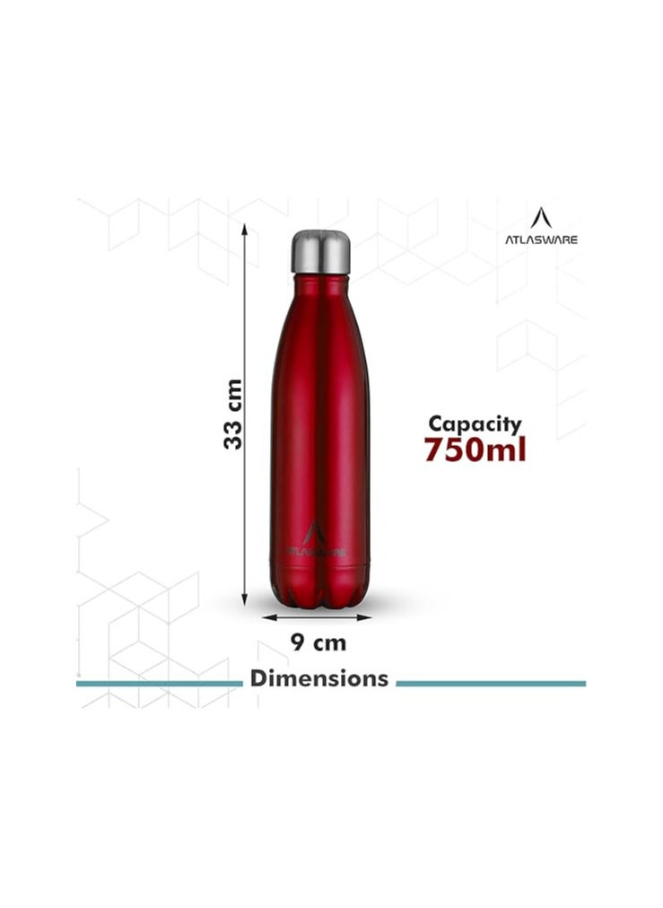 Atlasware Atlasware Stainless Steel Hot & Cold Vacuum Bottle (750 ml)-RED  - Image 2