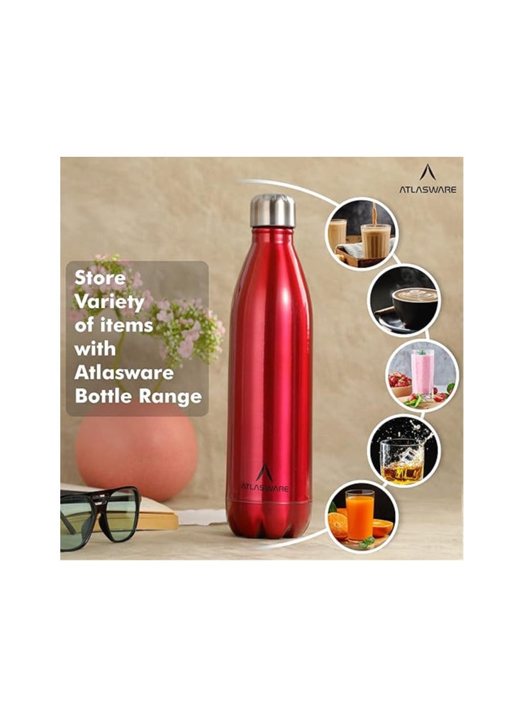 Atlasware Atlasware Stainless Steel Hot & Cold Vacuum Bottle (750 ml)-RED  - Image 3