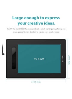 XP-PEN جهاز لوحي للرسومات G960S Plus مقاس 9 × 6 بوصات مع قلم لمس 8192 مستوى وممحاة رقمية وإمالة 60 درجة  - Image 2