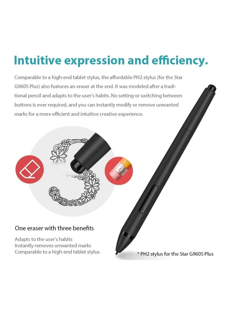 XP-PEN G960S Plus Graphics Tablet, 9×6" Drawing Pad with 8192 Pressure Levels, Digital Eraser & 60° Tilt Support for Art & Design - Image 4