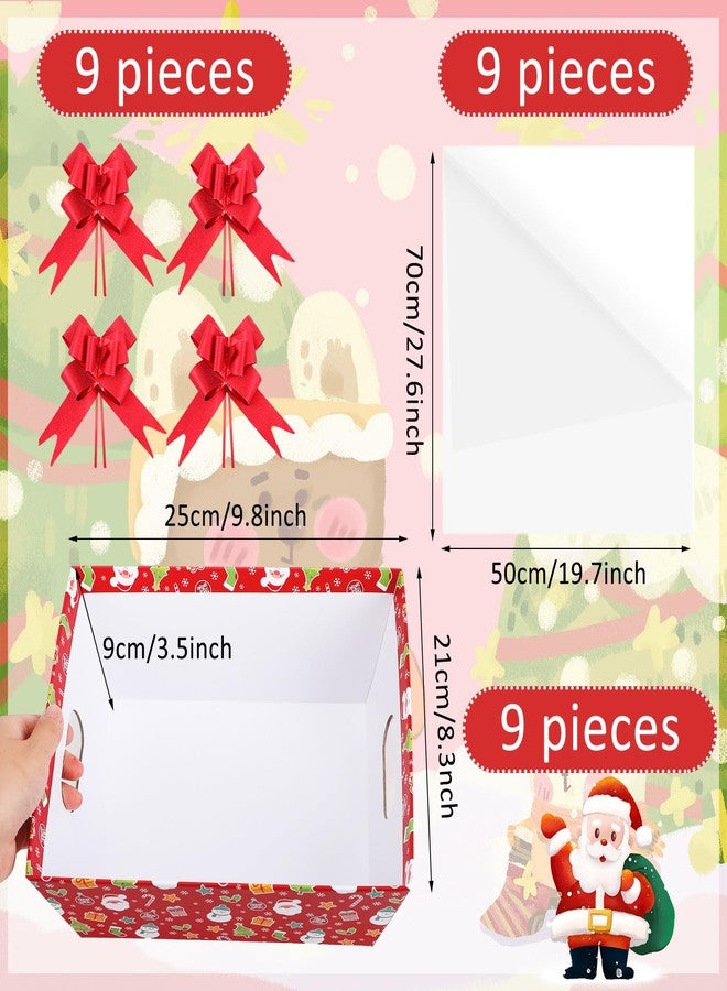 Cholemy 27 Pcs Christmas Baskets for Gifts Empty, Include Gift Baskets Empty with Handles Basket Bags and Red Pull Bows Cardboard Bags Kit for Xmas Birthday Holiday Wedding Party - Image 2