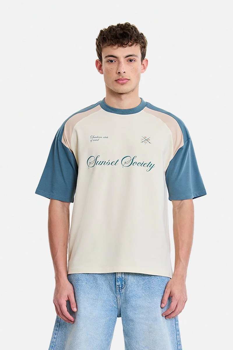 SNITCH Off-White Graphic Half Sleeve Oversized Streetwear T-Shirt