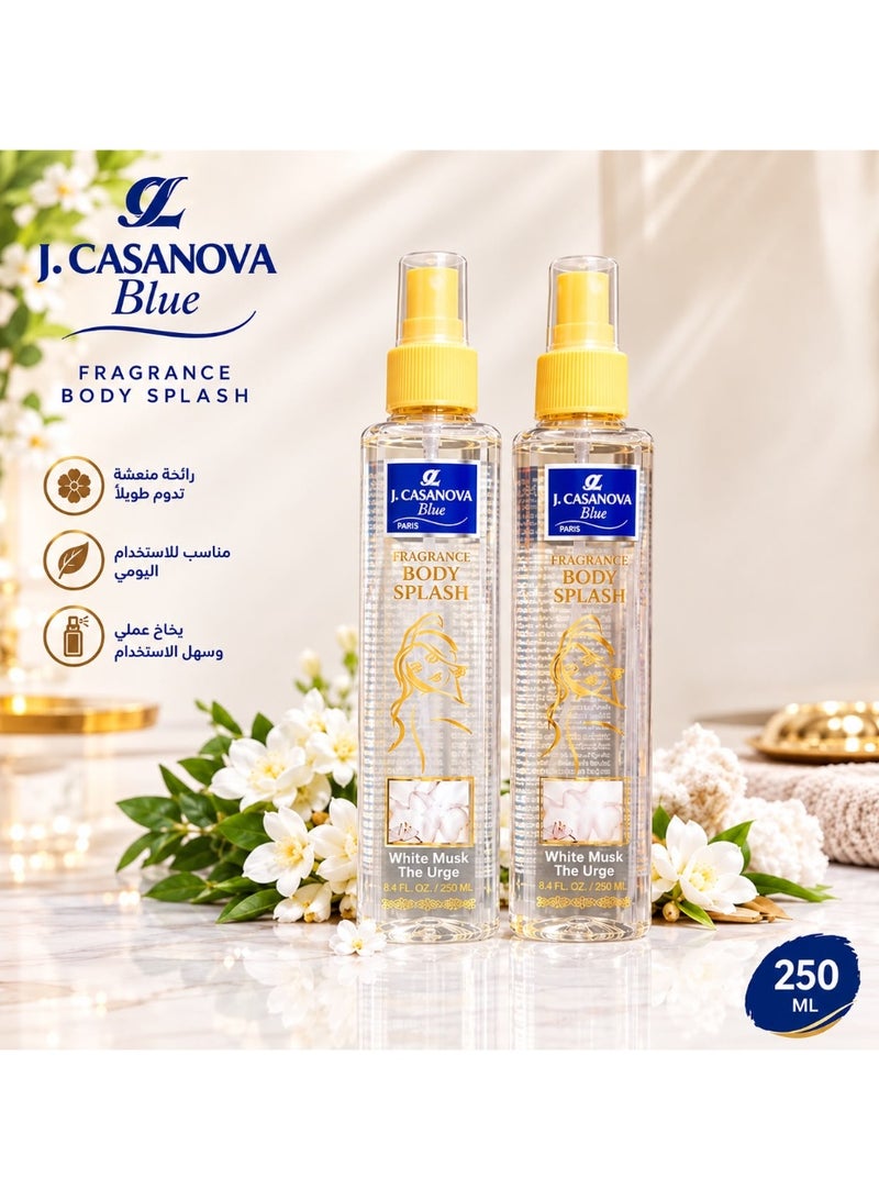 Casanova J. Casanova Blue - White Musk Fragrance Body Splash Set (2 Pieces - 250 ml Each) - Image 1