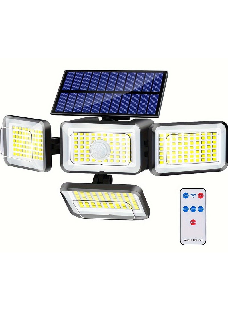 Solar Lights Outdoor, 288 LED 4 Heads Motion Sensor Outdoor Lights, 270° Wide Angle IP65 Waterproof Street Area Lights with 3 Modes, Outdoor Solar Lights for Yard Patio Garden Garage - Image 1