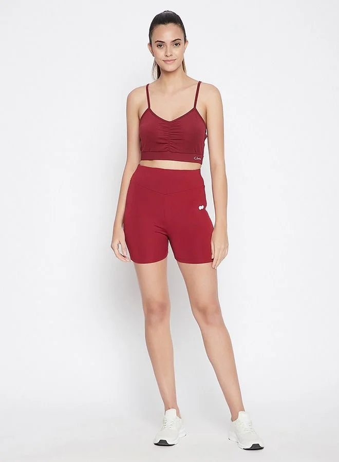 Clovia Clovia Snug Fit Active Cycling Shorts in Maroon