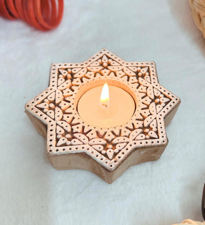 Goyoham | Pack of 2, Premium Wooden Candle Holders with Octagon Star Pattern | Handcrafted in India | Home Decor and Gifting - Image 5
