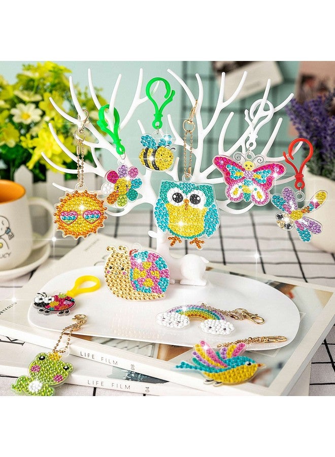 FFNIU Diamond Art for Kids, 15 Pack Diamond Art Painting Keychains, DIY Gem 5D Painting Arts and Crafts for Boys Girls Ages 6-8-12 (Garden Animals) - Image 2