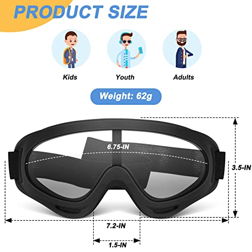 POKONBOY 2 Pack Protective Goggles/Safety Glasses/Motorcycle Eyewear with Bandanas - Compatible with Nerf Game Battle for Kids (Black & White) - Image 2