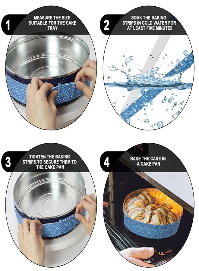 Bcautay 2 Pcs Baking Strips Cake Pan Dampen Strips Absorbent Thick Cotton Cake Strips for Kitchen Bakery Restaurant (Blue) - Image 3
