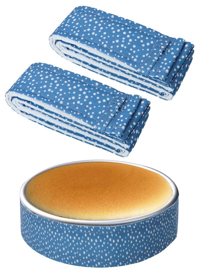 Bcautay 2 Pcs Baking Strips Cake Pan Dampen Strips Absorbent Thick Cotton Cake Strips for Kitchen Bakery Restaurant (Blue) - Image 1