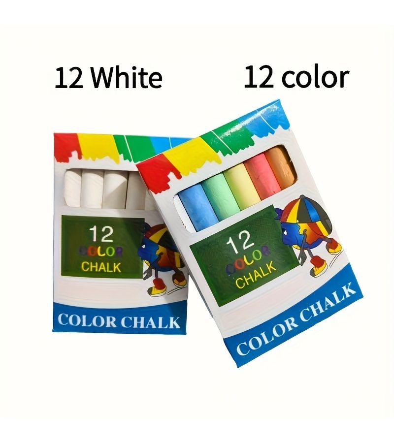 1 Box Twelve White Chalk for Blackboard Whiteboard Greenboard Writing Drawing Teacher Art - Image 4