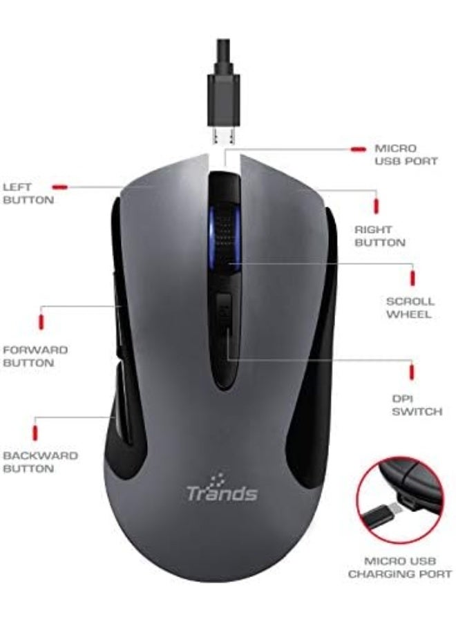 Trands Rechargeable 2.4G Wireless Optical Mouse, Black, K-W019M - Image 5