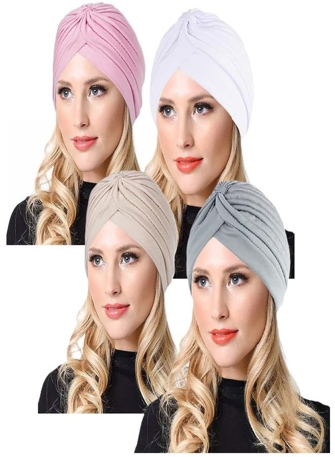 PAROPKAR 6 Pack Men's & Women's Pleated Head Wrap Knit Bonnet Turban/Pleated Stretchable Polyester Women�s Turban Head Cover/Sun Cap Pagri (Multicolor B) - Image 1
