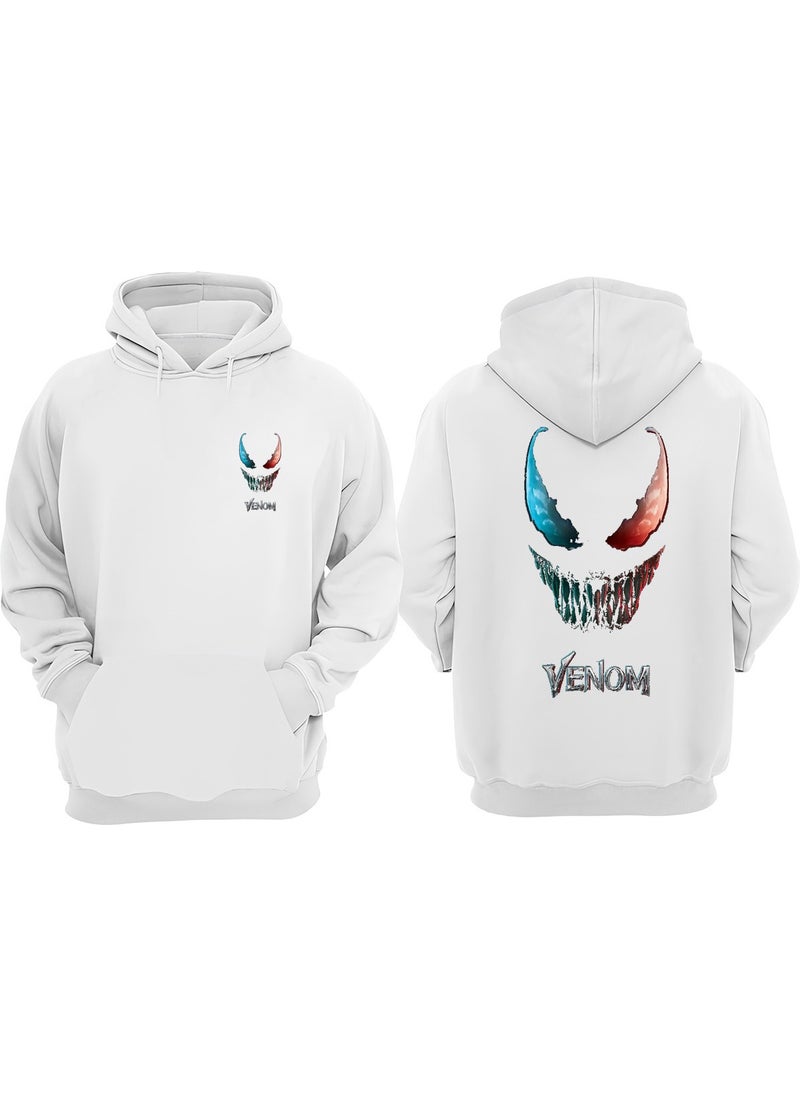 The Wert - Unisex Venom Face Bule And Red Design Front Back Printed Regular Fit White Sweatshirt - Image 1