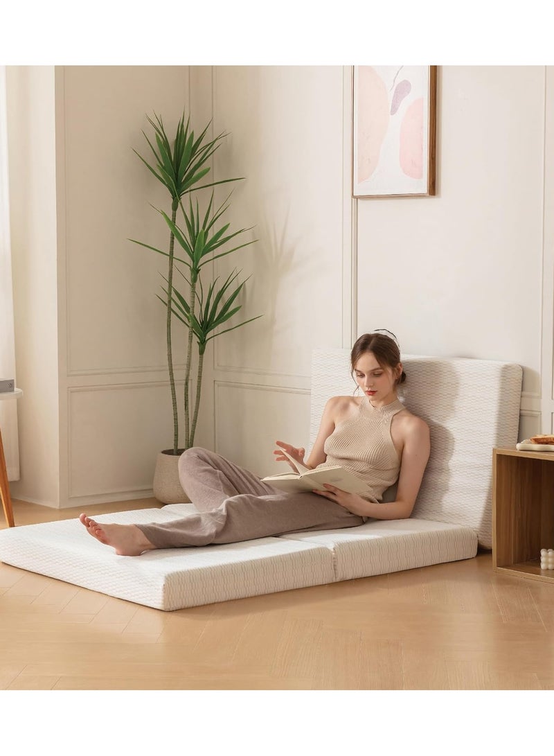 Comfy مرتبة كلاسيكية محمولة من رغوة طبية قطنية بيضاء مريحة قابلة للطي 180 × 90 × 7 سم - Image 3