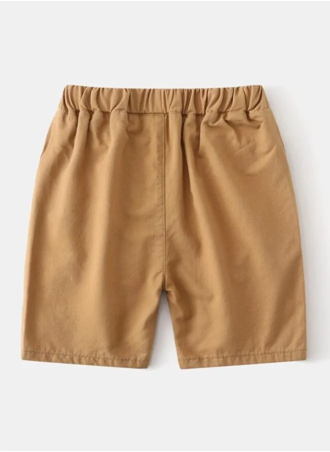 يونيكي Brown Regular Fit Mid Rise Applique Shorts