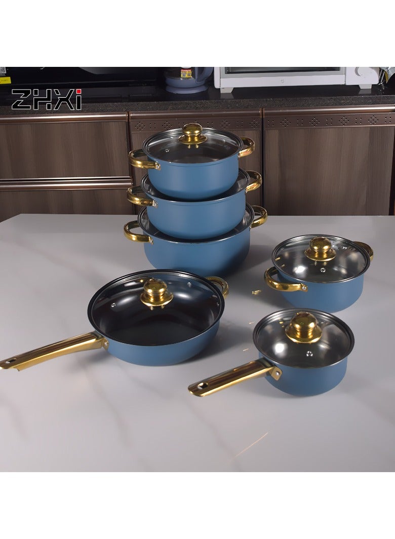 Cookware set 12-piece set Colored stainless steel cookware set Non-stick pot set Suitable for Various Stoves - Image 1