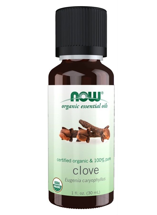now Essential Oils, Organic Clove Oil, Balancing Aromatherapy Scent, Steam Distilled, 100% Pure, Vegan, Child Resistant Cap, 1-Ounce  - Image 1