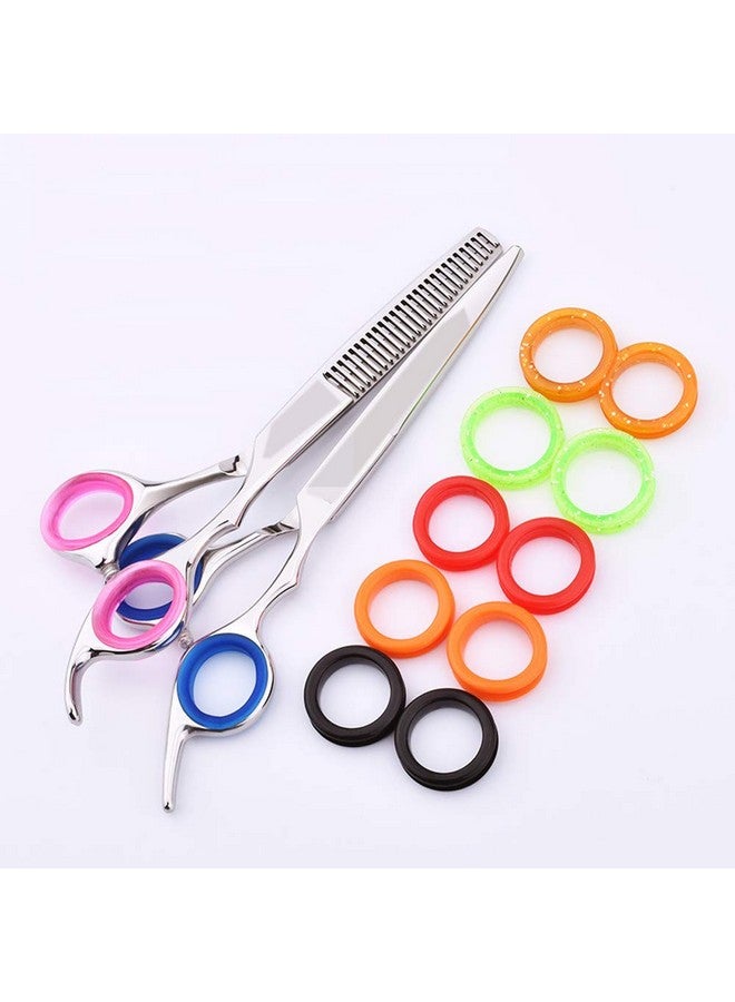 لوزين 12 قطعة من حلقات الإصبع المصنوعة من السيليكون الناعم لمقصات الحلاقين ومقصات الشعر وحلقة الإبهام ومقابض المقص وحلقات حماية الإصبع وملحقات المقص للعناية الشخصية ومقصات الحيوانات الأليفة، ألوان عشوائية - Image 5