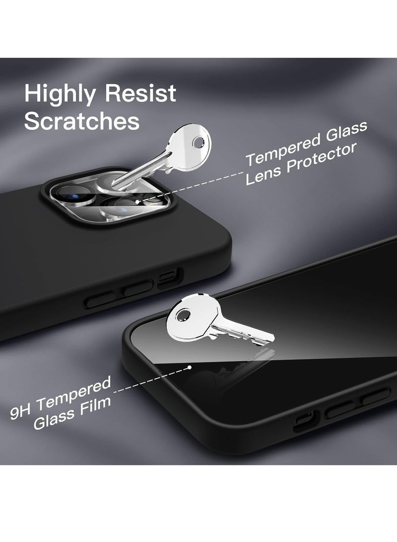 "5-in-1 Silicone Case for iPhone 14 Pro Max (6.7-inch) – Includes 2 Screen Protectors & 2 Camera Lens Protectors, Full Coverage Tempered Glass, Shockproof Protection (Black)" - Image 4