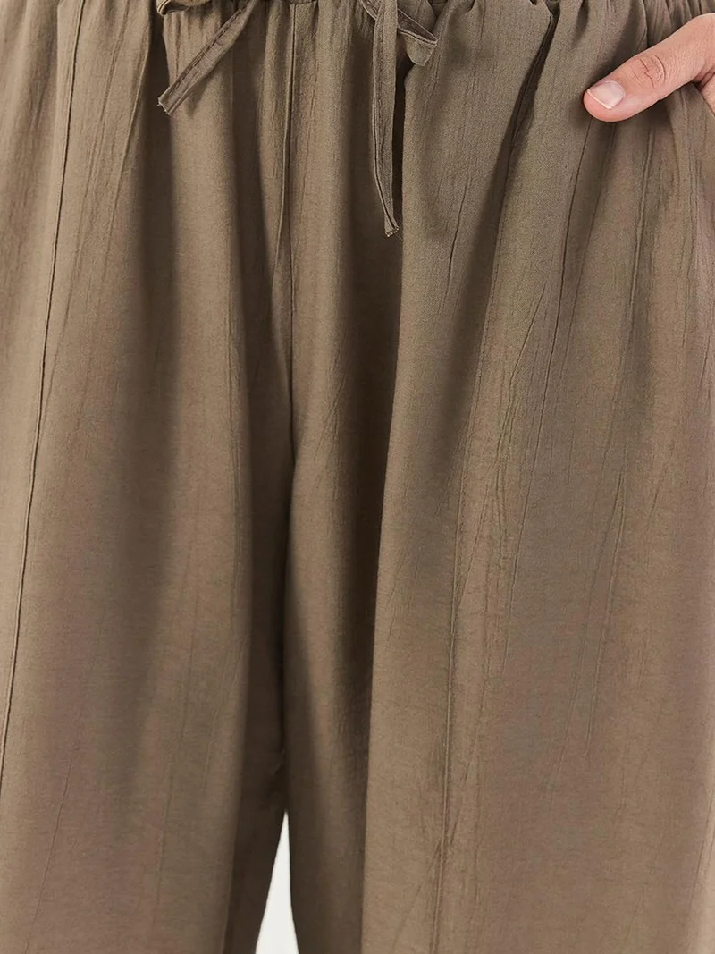 بيانكو لوتشي بنطلون لوكسي واسع الساق بنقوش مع رباط وجيوب