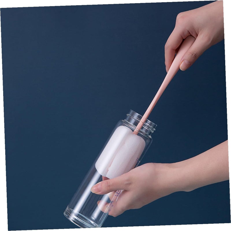 4Pcs Long Handle Sponge Cleaning Brushes Replaceable Heads Strong Dirt Removal for Bottles Cups Glassware - Image 5