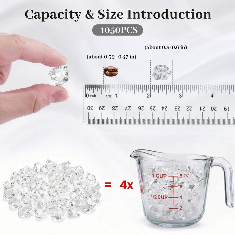 DomeStar 1050PCS Clear Fake Ice for Vase Fillers, Acrylic Fake Crystal Clear Vase Fillers Fish Tank Centerpiece Party Table Scatter Decor - Image 2