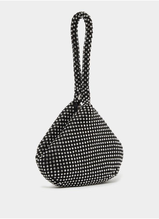 Styli All-Over Embellished Handbag with Zip Closure  - Image 1