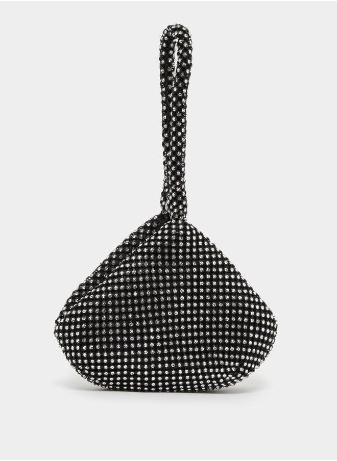 Styli All-Over Embellished Handbag with Zip Closure  - Image 2