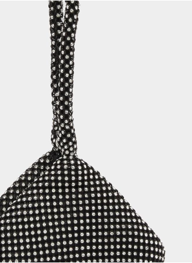 Styli All-Over Embellished Handbag with Zip Closure  - Image 3