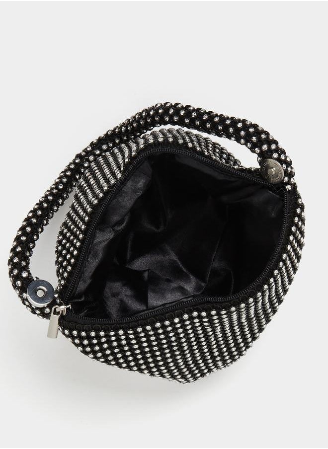 Styli All-Over Embellished Handbag with Zip Closure  - Image 4