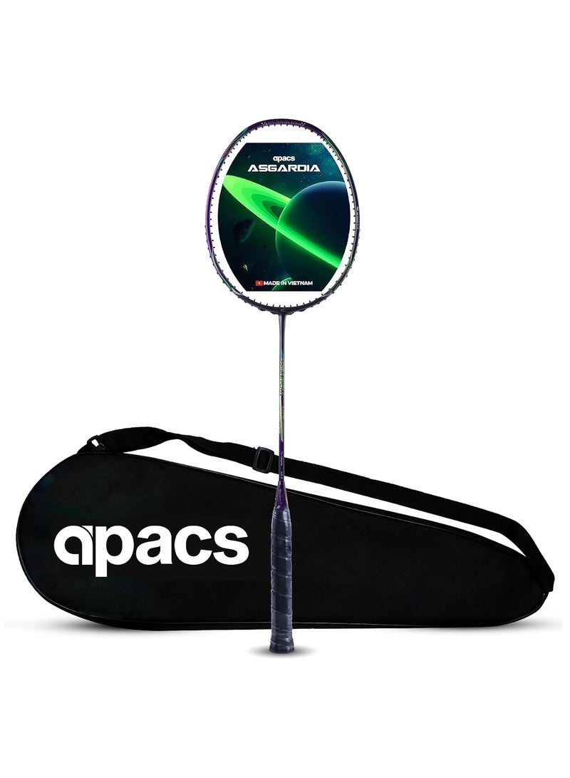 Apacs Asgardia Lite (73 grams Ultra Lightweight) Made in Vietnam | Japanese Graphite Unstrung Badminton Racket with Full Cover | G2-4 1/8 inches (Purple)  - Image 1