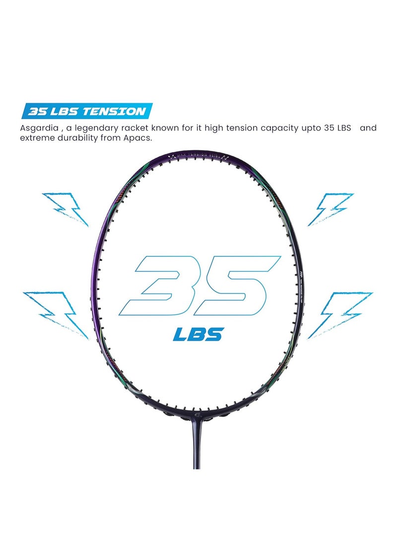 Apacs Asgardia Lite (73 grams Ultra Lightweight) Made in Vietnam | Japanese Graphite Unstrung Badminton Racket with Full Cover | G2-4 1/8 inches (Purple)  - Image 3