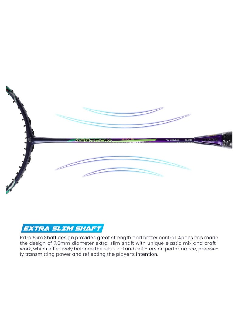 Apacs Asgardia Lite (73 grams Ultra Lightweight) Made in Vietnam | Japanese Graphite Unstrung Badminton Racket with Full Cover | G2-4 1/8 inches (Purple)  - Image 4