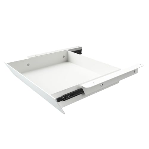 Gaxomo White Under Desk Mounted Sliding Drawer with 60 Degree Tilt Panel to pull out, 15'' long & 9'' deep Large Storage Organizer for Sit Stand Workstation - Image 1