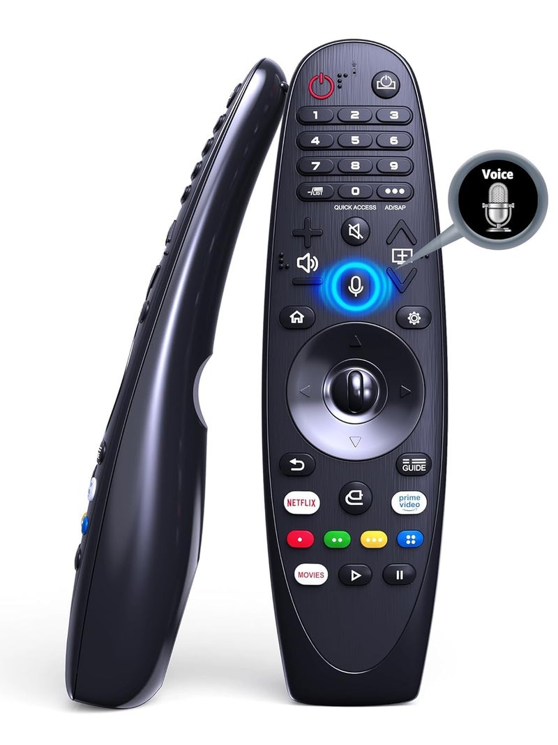 KPDP Magic Replacement for LG TV Remote with Voice and Pointer Function Compatible with Models AKB75855501 and MR20GA Works with LG Smart OLED NANOCELL and 4K UHD TVs Includes Netflix and Prime Video - Image 1