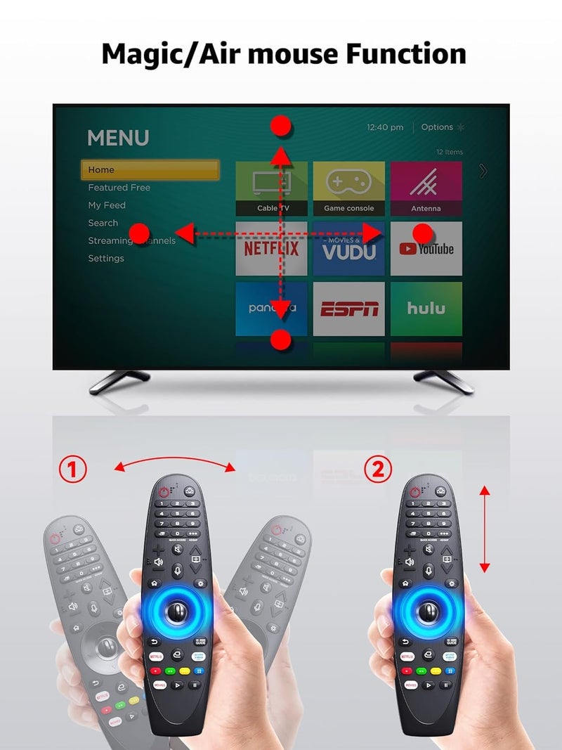 KPDP Magic Replacement for LG TV Remote with Voice and Pointer Function Compatible with Models AKB75855501 and MR20GA Works with LG Smart OLED NANOCELL and 4K UHD TVs Includes Netflix and Prime Video - Image 4