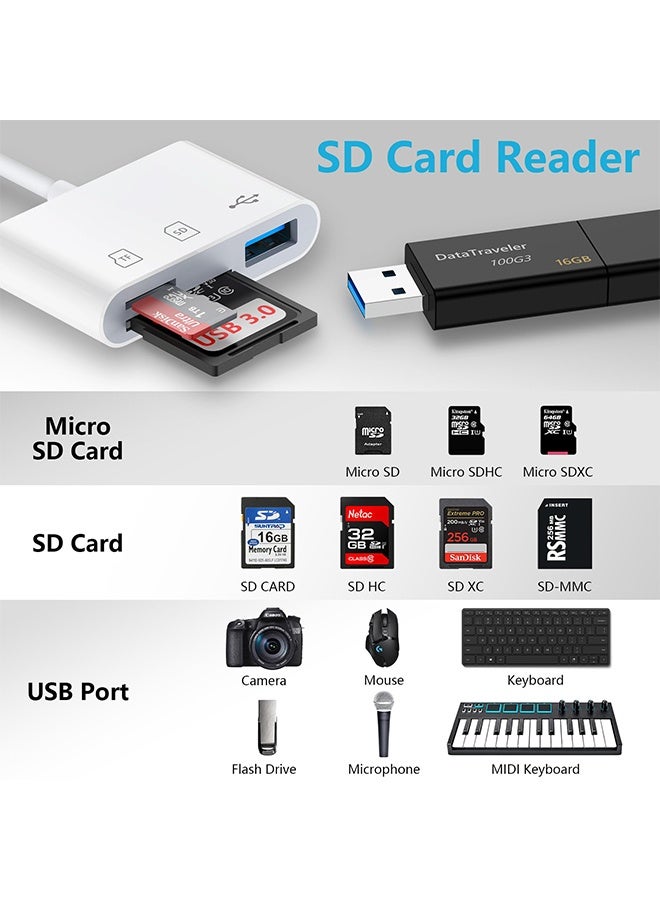 BELANO 3-in-1 USB SD Card Reader Adapter with USB-A Port, Supports SD/TF/USB Flash Drive, Plug & Play Memory Card Reader (White) - Image 4
